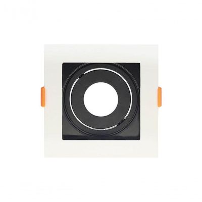 Spot Recuado De Embutir Quadrado Mr11 Branco Com Preto Taschibra