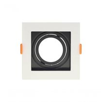 Spot Recuado De Embutir Quadrado Mr16 Branco Com Preto Taschibra