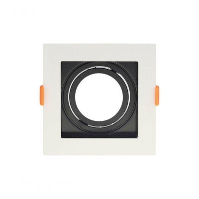 Spot Recuado De Embutir Quadrado Mr16 Branco Com Preto Taschibra