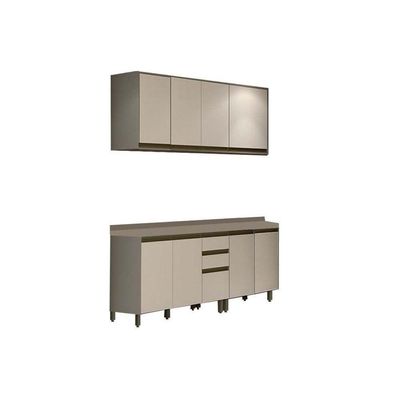 Cozinha Modulada Completa Connect 6pçs 2 Armários 2 Balcões 2 Complementos C6P07 Duna/Cristal Henn