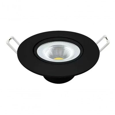 Spot Led Redondo 5w Preto Amarelo 3000k
