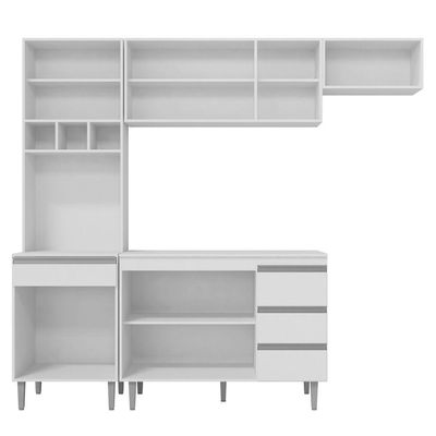 Cozinha Modulada 04 Peças Com Balcão Gabinete 120cm Branco