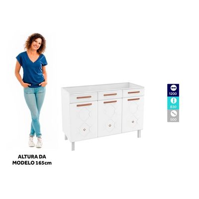 Balcão Gabinete Cozinha Aço Mirage New Para Pia