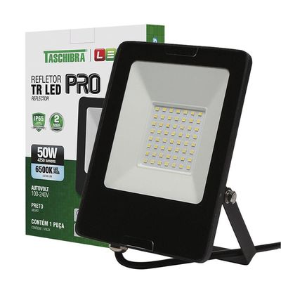 Refletor Taschibra Tr Led Profissional 50W Luz Branco Fria 6500K Preto Bivolt Bivolt