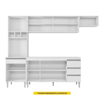 Cozinha Modulada 04 Peças Com Balcão Gabinete 160cm Preto