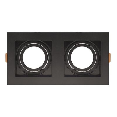 Spot De Embutir Quadrado Recuado Duplo Ar70 Direcionável Preto