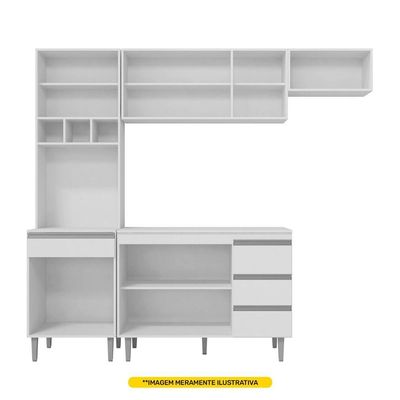 Cozinha Modulada 04 Peças Com Balcão Gabinete 120cm Preto