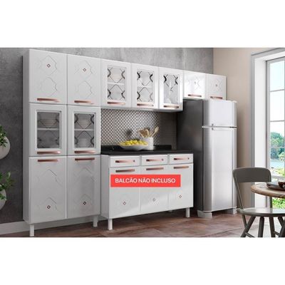 Cozinha Modulada Completa Mirage New 3 Peças (2 Armários + 1 Paneleiro) Cpt113 Branco - Telasul