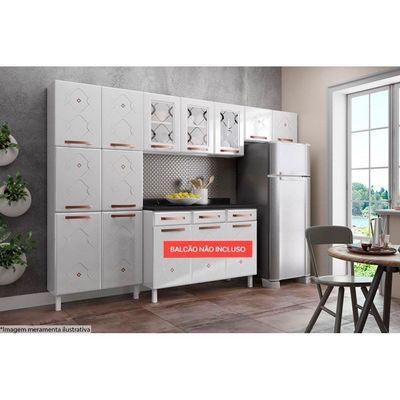 Cozinha Modulada Completa Mirage New 3 Peças (2 Armários + 1 Paneleiro) Cpt114 Branco/preto