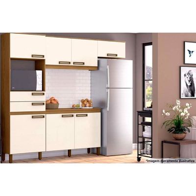 Cozinha Modulada Henn Briz Star 4 Peças (2 Armários + 1 Balcão + 1 Paneleiro) Cpt95 Nature/Off White