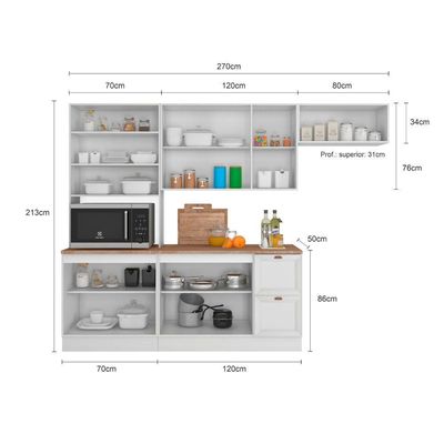 Cozinha Completa Unna 4 Peças 10 Portas 2 Gavetas Poliman Móveis Branco
