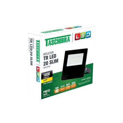 Refletor Tr Led 20w Slim Preto - Taschibra 3000k (amarela)