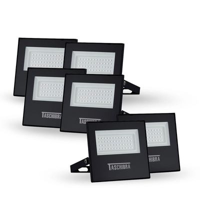Kit 6 Refletores Taschibra Led Tr Slim 20w 6500k Preto Bivolt