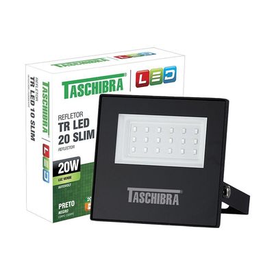 Refletor Taschibra Led Tr Slim 20W Luz Verde Preto Bivolt Bivolt