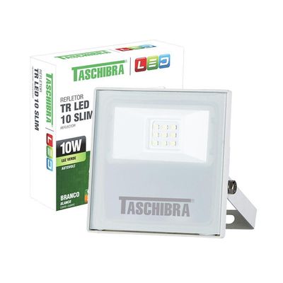 Refletor Taschibra Led Tr Slim 10W Luz Verde Branco Bivolt Bivolt