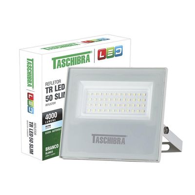 Refletor Taschibra Led Tr Slim 50W Luz Branco Fria 6500K Branco Bivolt Bivolt