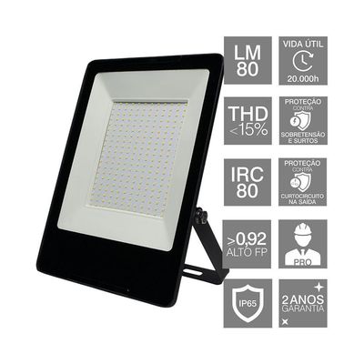Refletor Taschibra Tr Led Profissional 200W Luz Branco Fria 6500K Preto Bivolt Bivolt