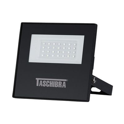 Refletor Taschibra Led Tr Slim 30W Luz Branco Quente 3000K Preto Bivolt Bivolt