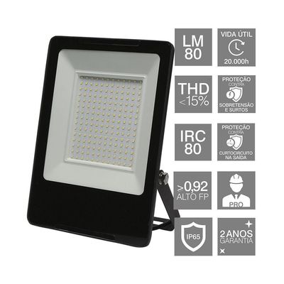 Refletor Taschibra Tr Led Profissional 150W Luz Branco Fria 6500K Preto Bivolt Bivolt
