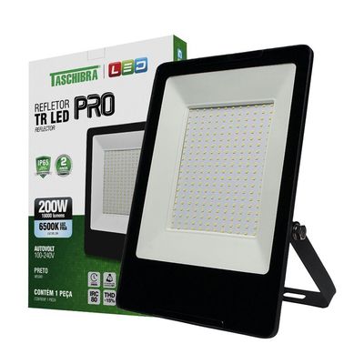 Refletor Taschibra Tr Led Profissional 200W Luz Branco Fria 6500K Preto Bivolt Bivolt