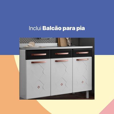 Cozinha Aço Completa Telasul Mirage New Pto C/ Balcão P/ Pia