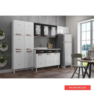 Cozinha Aço Completa Telasul Mirage New Pto 3vidros Balcão P/ Pia