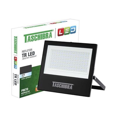 Refletor Taschibra Led Tr Slim 200W Luz Branco Fria 6500K Preto Bivolt Bivolt
