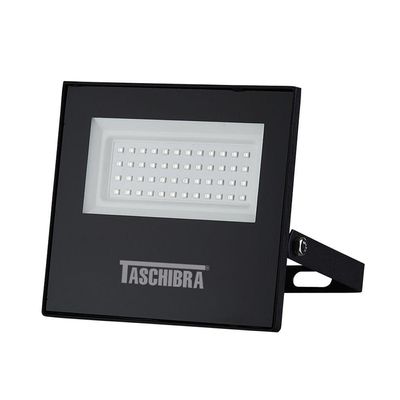 Refletor Taschibra Led Tr Slim 50W Luz Branco Quente 3000K Preto Bivolt Bivolt