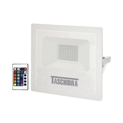 Refletor Taschibra Led Tr Slim 20W Luz Rgb Branco Bivolt Bivolt