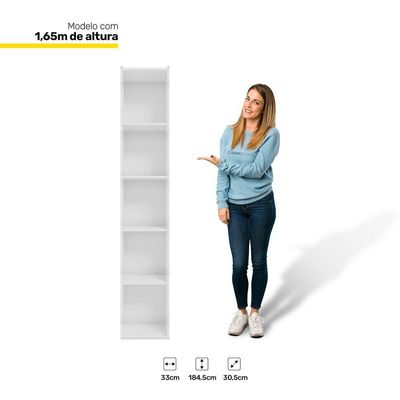 Kit 3 Estantes Livreiro Multiuso Janaína 5 Nichos Branco
