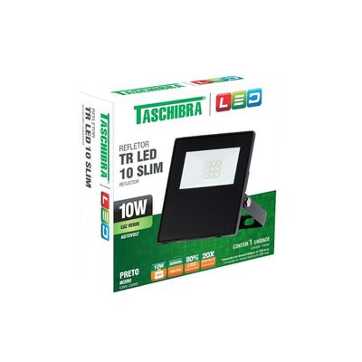 Refletor Tr Led 10w Slim Preto - Taschibra Verde