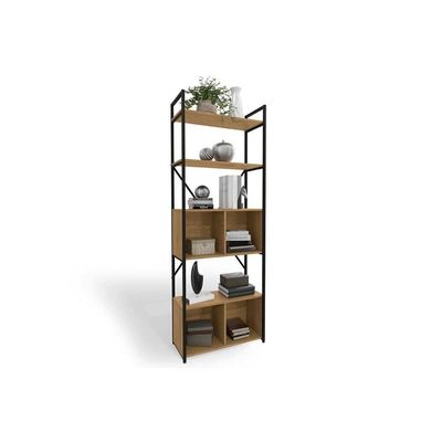 Estante De Livros Industrial Alta Li018 C/ 4 Portas Freijo/preto - Kappesberg