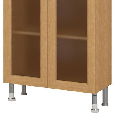 Estante Livreiro Ditália Aspen 2 Porta Vidro Carvalho Cd-308