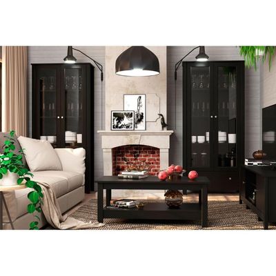 Estante Livreiro C Iluminação 2 Portas 1gaveta Ditália Preto