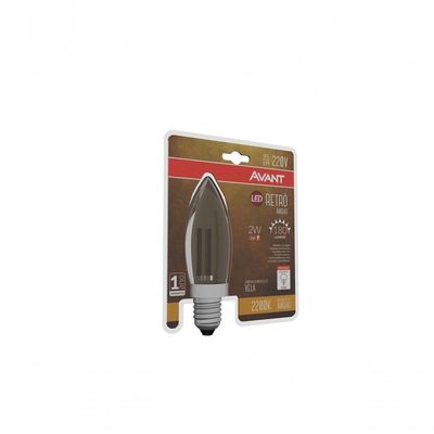 Lâmpada Led Filamento Retrô Vela 2W - Amarelo 2200K E14
