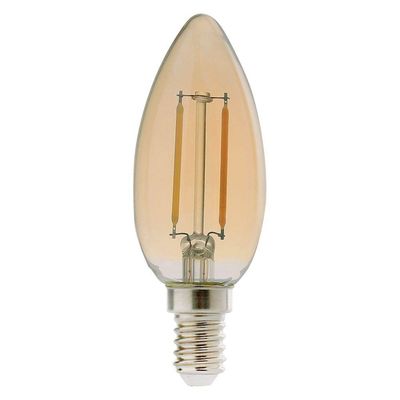 Lâmpada Led Filamento Retrô Vela 2W - Amarelo 2200K E14