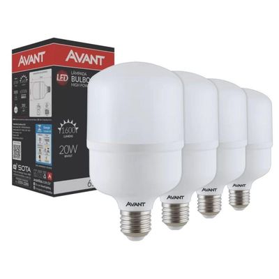 Kit 4 Lâmpadas Led High Power 20W Bivolt Branco 6500K Branco 6500K