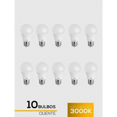 Kit 10 Lâmpadas Led Pêra 15W Bivolt Amarelo 3000K Amarelo 3000K