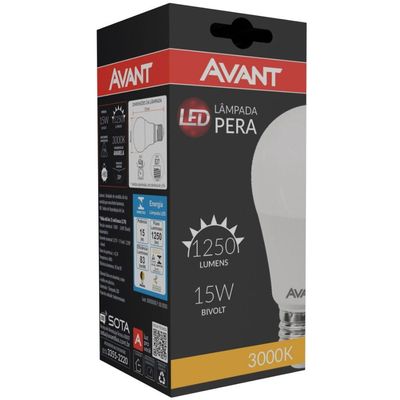 Kit 10 Lâmpadas Led Pêra 15W Bivolt Amarelo 3000K Amarelo 3000K