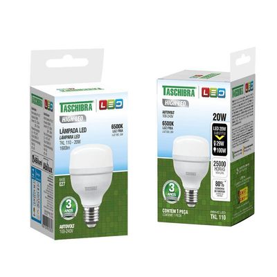 6 Lâmpadas High Led Tkl 110 20w - Taschibra 6500k (branca)