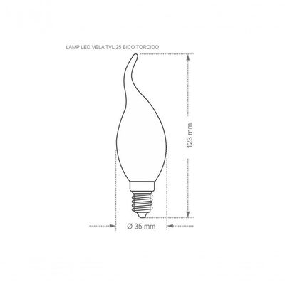 Lâmpada Led Vela Bico Torcido Tvl 3w Taschibra E14/e27 Bivolt 2700k Luz Quente