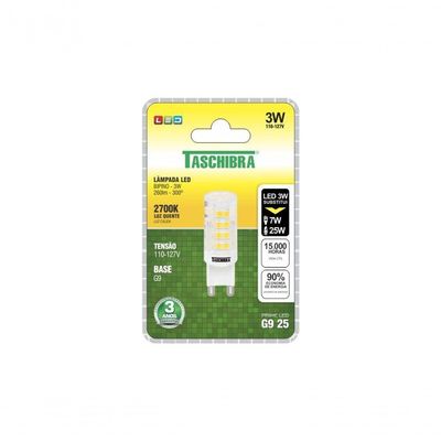 Lâmpada Led G9 Espiga 3w Taschibra 2700k Luz Quente 220v