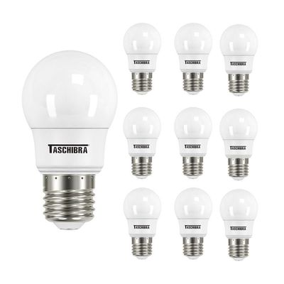 Kit 10 Lâmpadas Led Bolinha Tkl 4,9w Taschibra E27 Bivolt 3000k Luz Quente