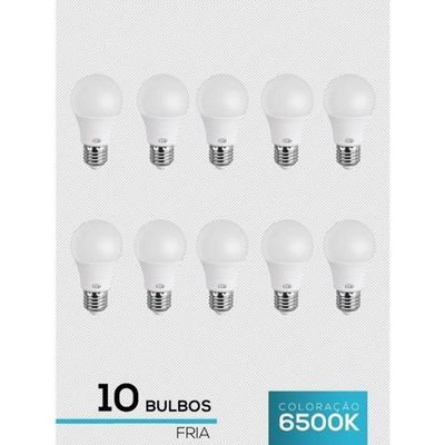 Kit 10 Lâmpadas Led Pêra 7W Bivolt Branco 6500K Branco 6500K