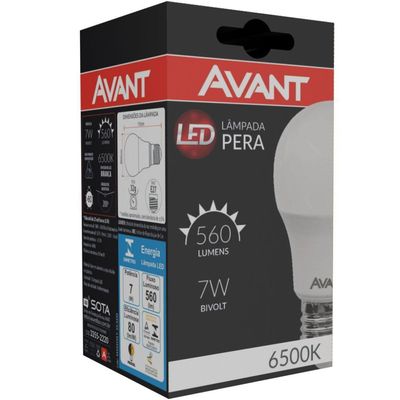 Kit 10 Lâmpadas Led Pêra 7W Bivolt Branco 6500K Branco 6500K