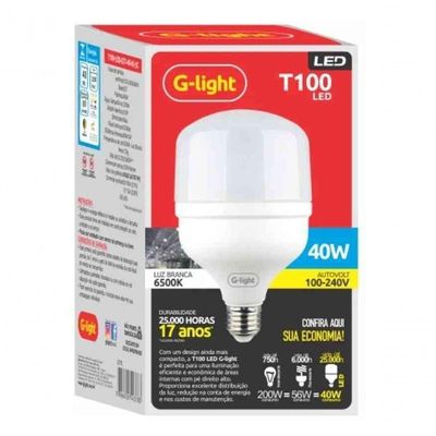 Lampada Led T100 40W E27 6500K - G-Ligth