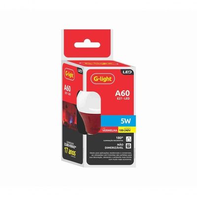 Lâmpada Led Bulbo E27 5W Bivolt Luz Vermelha G-Light