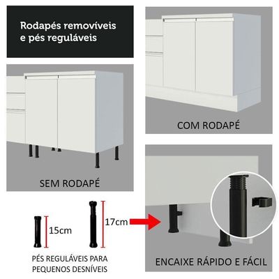 Balcão De Canto 100% Mdf Com Tampo Branco Smart Madesa Branco