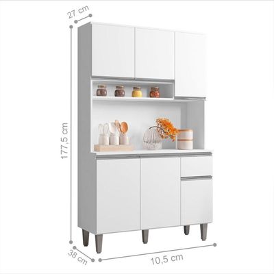 Armário De Cozinha Udine 6 Portas Branco