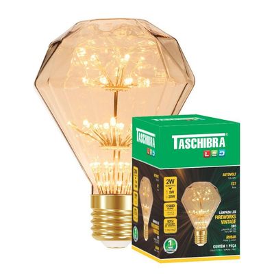 Lâmpada Led Taschibra Vintage Fireworks D95 E27 Bivolt 2200k Amarelo âmbar